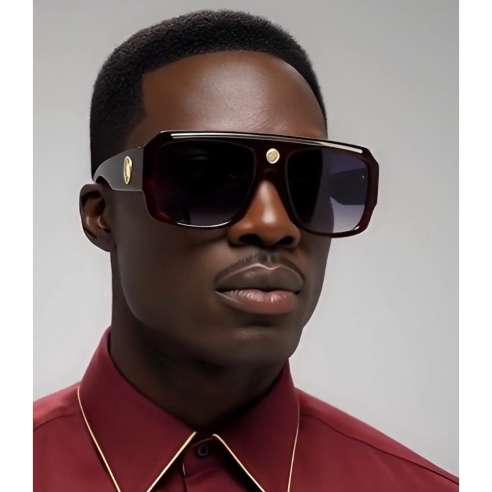 Mens Oversized Shield Sunglasses Burgundy Rapper Shades Eyewear UV400 Lentes New